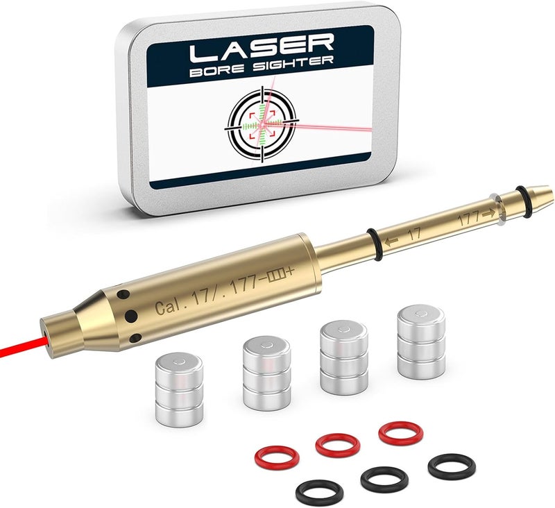 Tipfun .22LR/.177 Cal/ 9mm /.375 Cal / .41 Cal / 40sw/10mm Red Laser Boresighter Bore Sight End Barrel Easy to Fit Revolvers Pistols Rifle and Air Guns with Batteries - Image 1